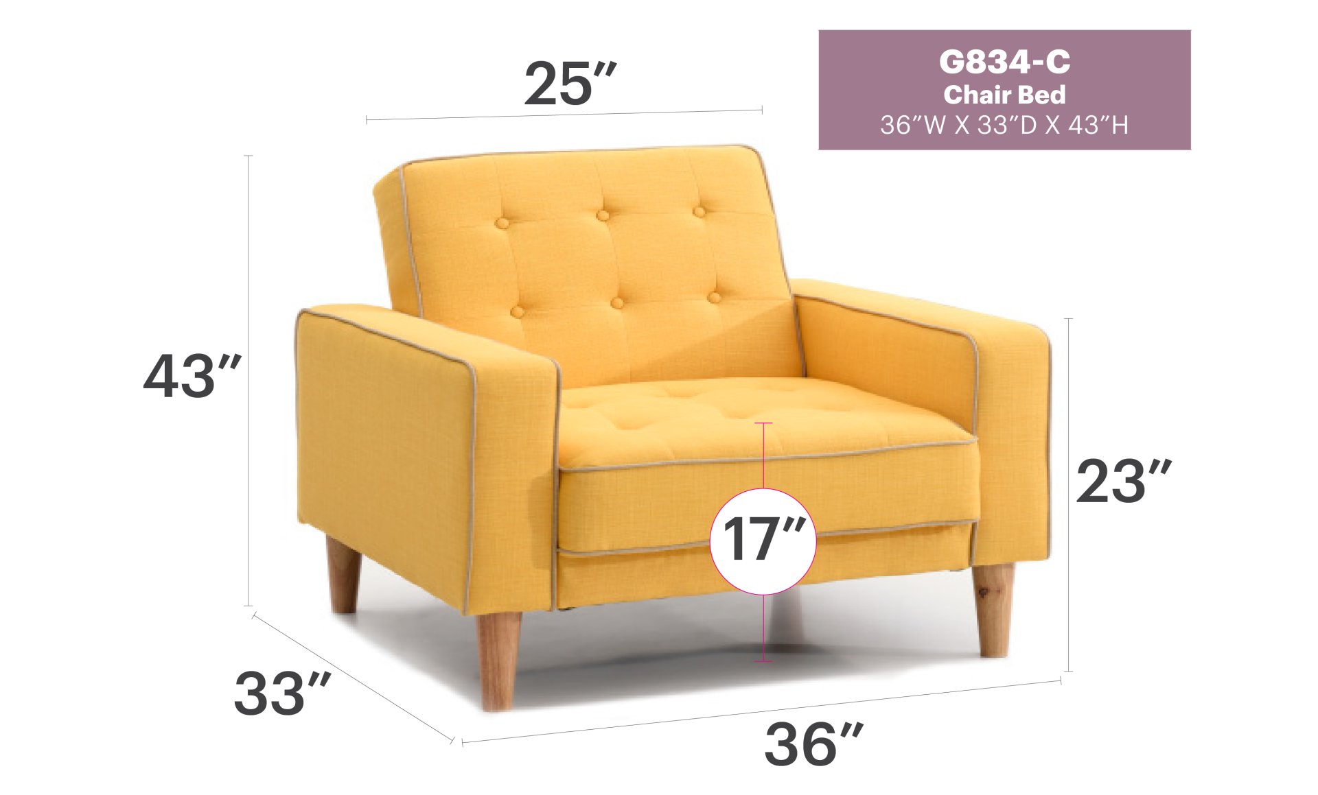 Vibrant Contemporary Chair Bed - Yellow - Image 6