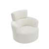 360 Degree Swivel Accent Barrel Chair With Adjustable Headrest Berber Fleece For Living Room, Bedroom, Office - Cream - Image 12