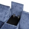 L Shaped Convertible Sofa Bed With Pull Out Bed, Cup Holders, And Storage Space - Blue - Image 23