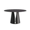 Modern Artificial Stone Round Carbon Steel Base Dining Table, Can Accommodate 6 People - Black - Image 9
