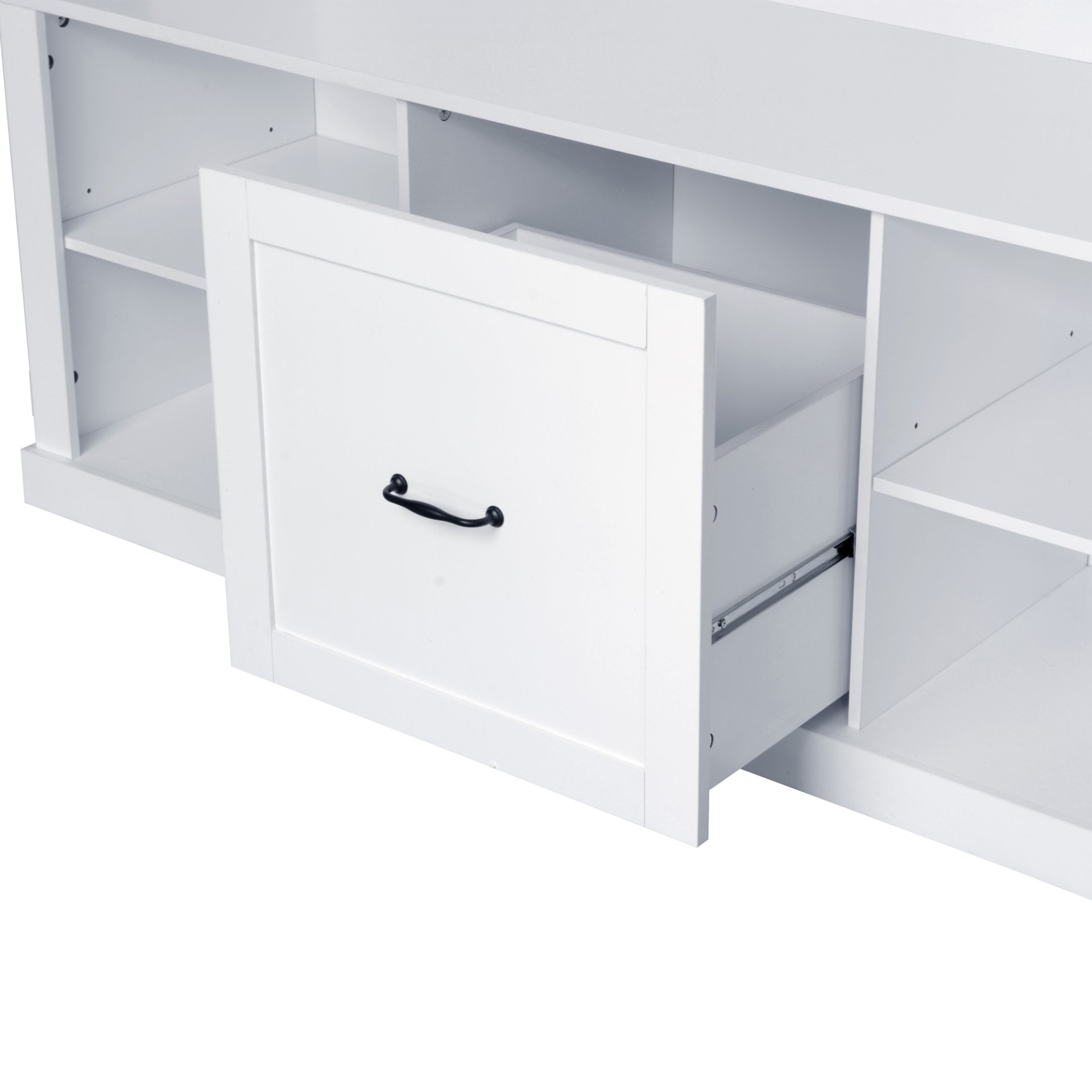 Hall Tree With 6 Hooks, Coat Hanger, Entryway Bench, 3 In 1 Design, A Spacious Drawer For Entrance, Living Room - White - Image 12