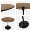 Mid Century Modern Walnut Round Dining Table With Top & Pedestal Base - Walnut / Black - Image 11