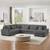 Modern Oversized U Shaped Sectional Sofa With Chaise Lounge - Dark Gray - Image 13
