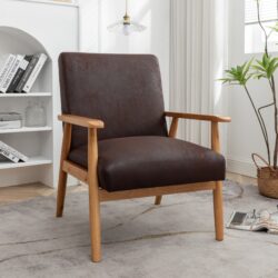 Wide Classic Mid-Century Modern Arm Chair - Dark Brown