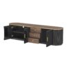 Modern Minimalist TV Stand For TVs Up To 80", Entertainment Center With 3 Drawers And 1 Shelf, Metal Handles And 2 Cabinets For Living Room - Black - Image 11
