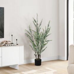 44" Tall, Artificial Plant, Eucalyptus Tree, Indoor, Faux, Fake, Floor, Greenery, Potted, Real Touch, Decorative - Green / Black