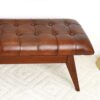 Maja - Mid-Century Modern Leather Bench - Cognac / Dark Brown - Image 4