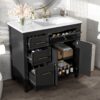 Modern Bathroom Vanity With Ceramic Sink, Freestanding, One Tip - Out Drawer, 3 Side Drawers, Adjustable Shelf - Beige - Image 2