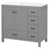 Bathroom Vanity With Sink Combo, Abundant Storage Cabinet With 2 Soft Close Doors And 5 Drawers - Gray - Image 14