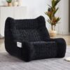 Bean Bag Chair With Armrests Oversized Comfy Beanbag Lounge Lazy Floor Sofa Accent Chair For Living Room - Black - Image 15