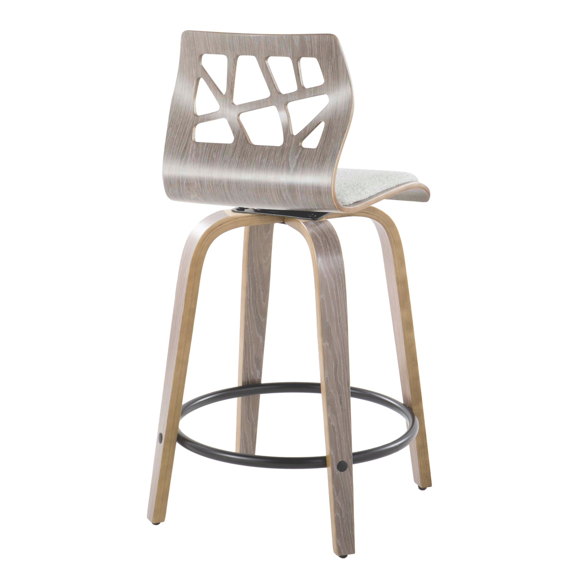 Folia - Contemporary Fixed Height Counter Stool & Swivel With Round Footrest (Set of 2) - Light Gray - Image 4