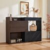 Modern Extendable & Rotating Cabinet With Drawer And Flip Doors For Versatile Storage - Black / Dark Walnut - Image 9