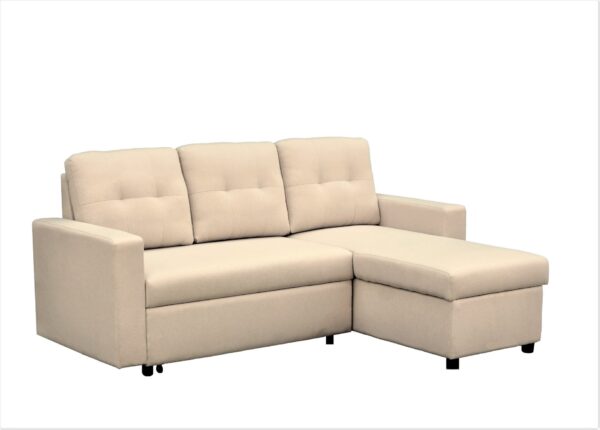 Convertible L Shaped Sectional Sleeper Sofa Bed, Saving Pull Out Couch - Beige