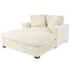 Oversized Chaise, Lounge Chair Classic Design, Soft Fabric, Durable Frame With Solid Wood Legs - Beige - Image 6