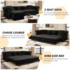 3 In 1 Pull Out Sofa Bed, King Size Sofa Bed, 3 Seater Sofa With Movable Ottoman, Tufted Design, Suitable For Living Rooms - Black - Image 13