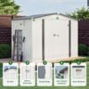 Metal Outdoor Storage Shed 8 X 6 Ft With Pitched Roof And Side Window - White / Gray - Image 8