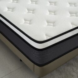 10" Queen Hybrid Mattress A Box, Pillow Top Bed Cushion With Breathable And Hypoallergenic Design, Medium Firm For Lumbar Support - White / Gray