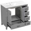 Bathroom Vanity With Sink Combo, Abundant Storage Cabinet With 2 Soft Close Doors And 5 Drawers - Gray - Image 12