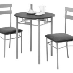 Dining Table Set Small Round 3 Pieces Set - Black