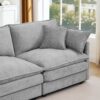 Contemporary Modular Sectional Sofa Shaped Couch Set With Movable Ottoman Chenille - Gray - Image 7