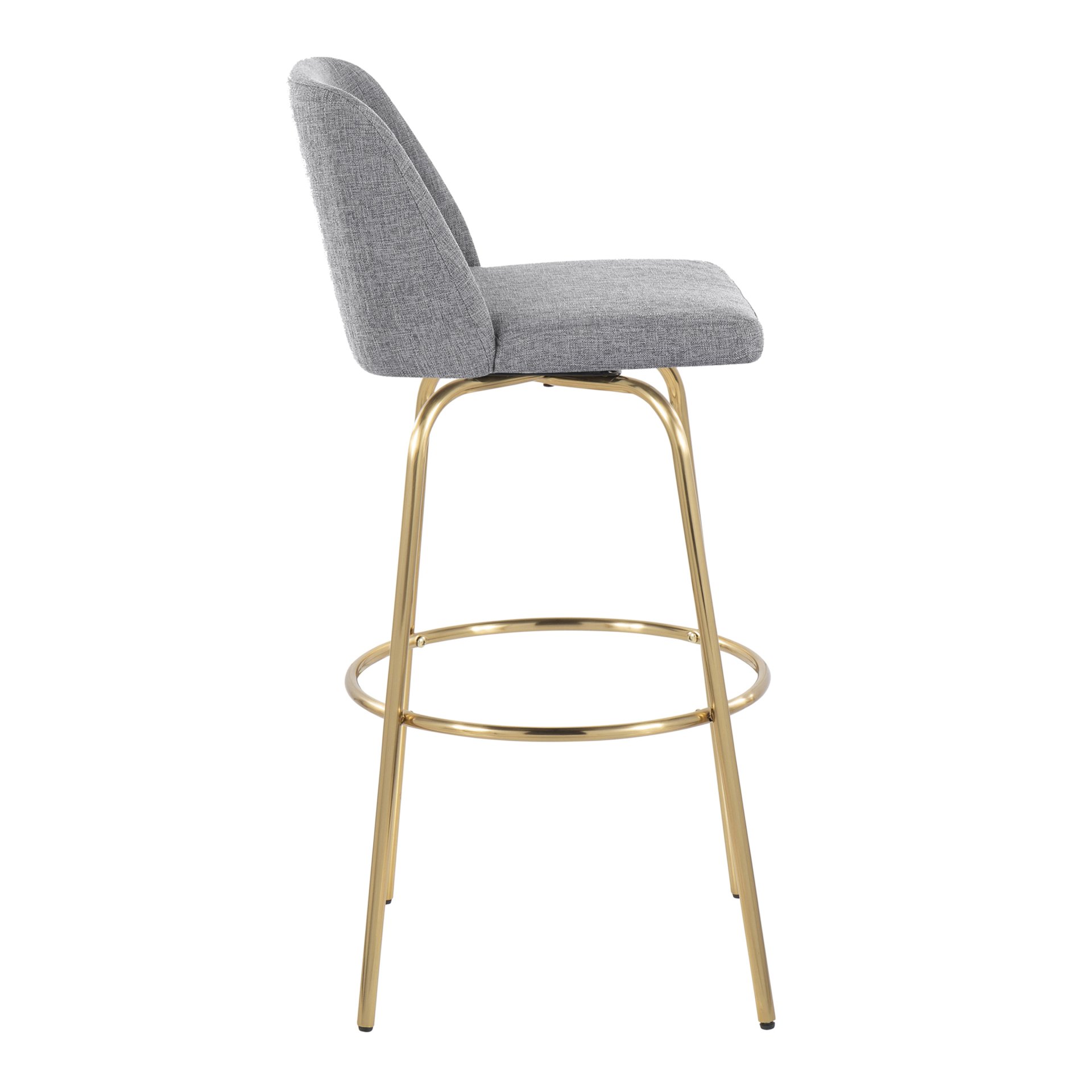 Toriano - Contemporary Fixed Height Barstool With Swivel And Round Footrest (Set of 2) - Gray / Gold - Image 3