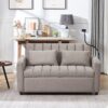 Convertible Sofa Bed Loveseat Sofa With Three USB Ports, Two Side Pockets, Two Cup Holders And 360° swivel Phone Holder For Living Room - Light Gray - Image 7