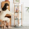 Storage Shelf, 360° Rotating Bookshelf, 4 Tier Bookcase With Large-Capacity Storage Space, Multifunctional Storage Rack, Compact Design For Living Room - Natural - Image 14