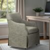 London - Upholstered Skirted Dining Arm Chair With Hidden Casters - Gray - Image 10