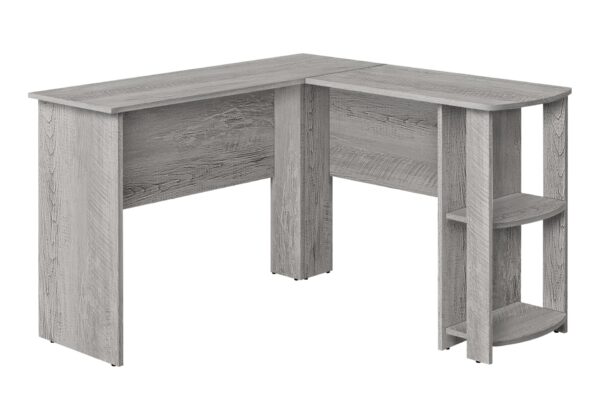 Computer Desk, Home Office, Corner, Storage Shelves, L Shape, Laptop, Contemporary & Modern - Gray