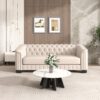 Upholstered Sofa With Legs, Thick Removable Seat Cushion - Beige - Image 2