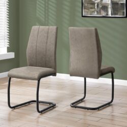 Dining Chair, Side, Upholstered For Dining Room, Contemporary (Set of 2) - Taupe