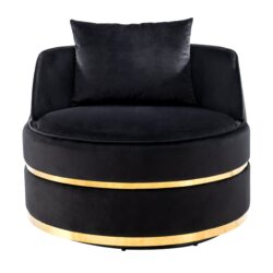 360 Degree Swivel Accent Chair With Soft Cushion For Living Room, Bedroom, Office - Black