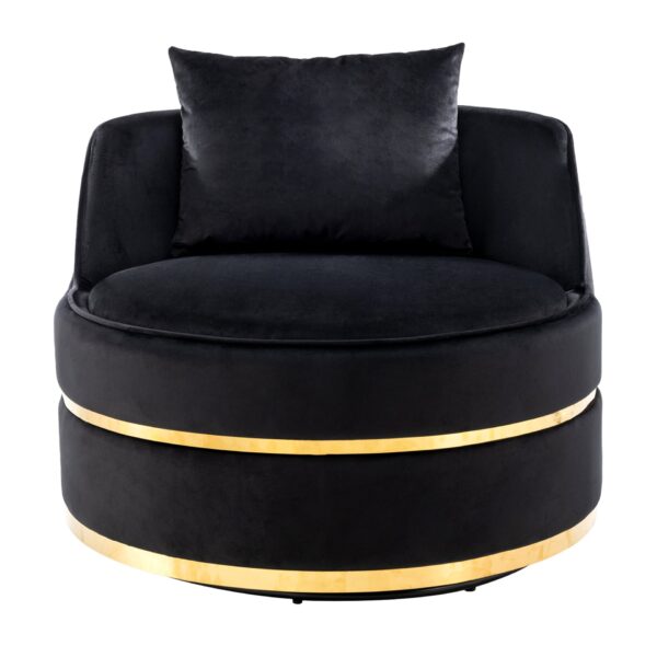 360 Degree Swivel Accent Chair With Soft Cushion For Living Room, Bedroom, Office - Black