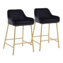 Daniella - Contemporary / Glam Fixed Height Counter Stool (Set of 2) - Gold / Black