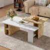 Nesting Coffee Tables Farmhouse, Rectangle Coffee Table Living Room Sofa Side Table For Living Room (Set of 2) - White - Image 2