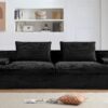 Nimbus - Oversized Full Foam 4 Seater Couch For Living Room Upholstered In Soft Corduroy, Wide Armrests - Black - Image 4