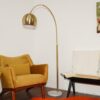 Oasis - Long Arm Gold Adjustable Floor Lamp With Round Marble Base - Gold / White Marble - Image 9