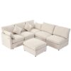 Sectional Sofa Modular U Shaped With Ottoman & USB Ports - Beige - Image 13