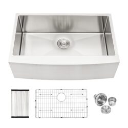 Farmhouse Style 30" Stainless Steel Apron Front Kitchen Sink With 10" Depth And Finish - Brushed Nickel