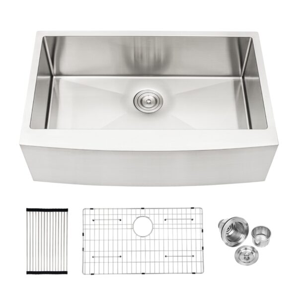 Farmhouse Style 30" Stainless Steel Apron Front Kitchen Sink With 10" Depth And Finish - Brushed Nickel