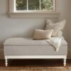 Tufted Storage Bench With Soft Close Lid - Light Gray / Cream - Image 2