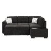 Sectional Pull-Out Sofa Bed L-Shaped Corner Sofa Couch With Storage Chaise, USB Ports, Power Sockets, Cup Holder For Living Room, Bedroom, Study - Black - Image 12
