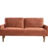 Sofa, European Style With Sleek Design, Modern & Vintage Flair, Upholstered 3 Seater Couch - Red Orange - Image 3