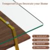 Rectangle Coffee Table, Tempered Glass Tabletop With Gold Metal Legs, Modern Table For Living Room, Transparent Glass - Dark Brown - Image 9