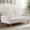 Sofa, European Style With Sleek Design, Modern & Vintage Flair, Upholstered 3 Seater Couch - Ivory - Image 8