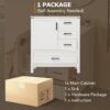 30" Bathroom Vanity With Sink Set, Storage Cabinet, Soft Close Drawers & Removable Tray - White - Image 9