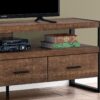TV Stand, Console, Media Entertainment Center, Storage Drawers, Elegant Design - Brown - Image 2