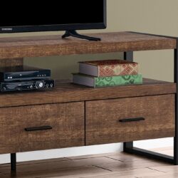 TV Stand, Console, Media Entertainment Center, Storage Drawers, Elegant Design - Brown