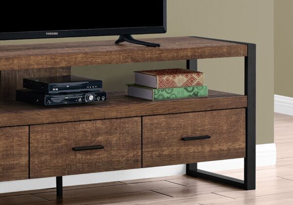 TV Stand, Console, Media Entertainment Center, Storage Drawers, Elegant Design - Brown