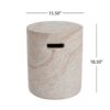 Modern Concrete Side Table With Travertine , Indoor / Outdoor Use - Beige - Image 3